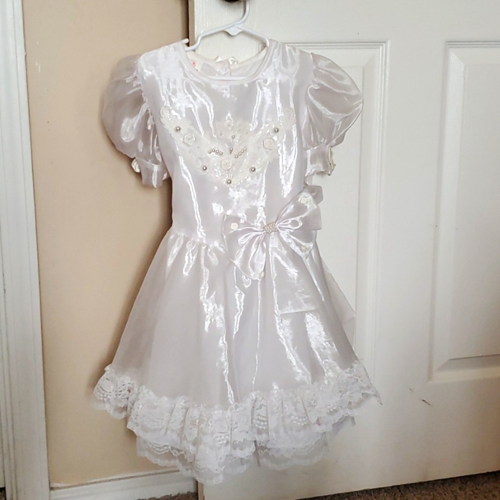 Vintage Popaye's White Sheer Lace Party Dress Size 5 - Picture 2 of 7